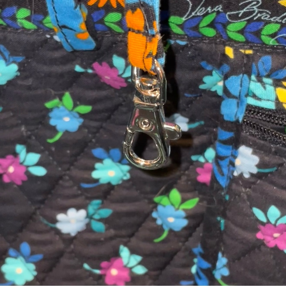 Large Vera Bradley Blue Colorful Floral Paisley Tote Bag - Picture 5 of 12